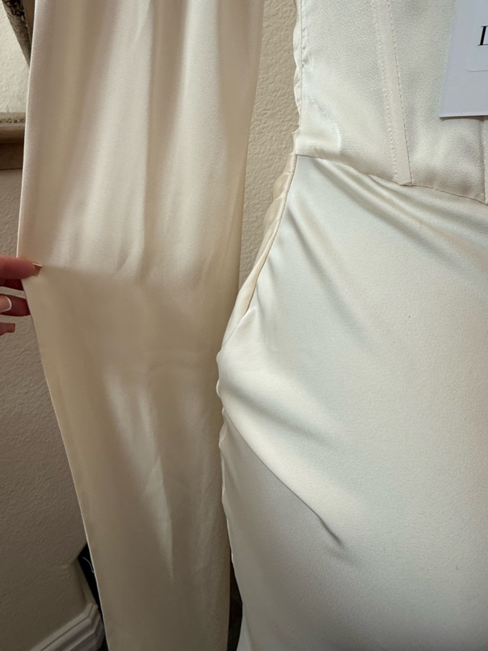 NWT LEAU Celine Corset Satin Gown Ivory Drape Scarf Maxi Dress Small - Picture 10 of 11